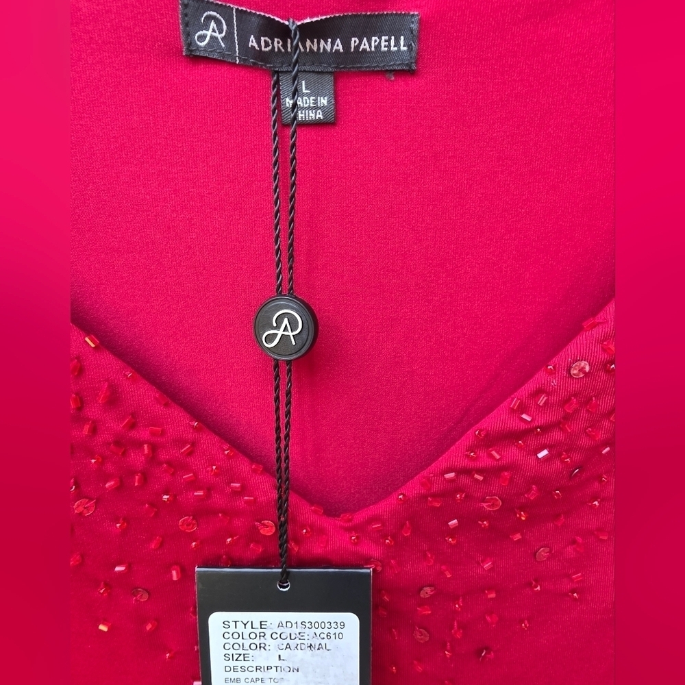 Adrianna Papell Red Embellished Blouse - Picture 8 of 14